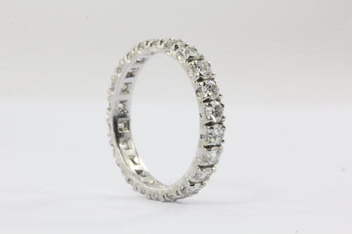 Vintage 1.5 CTW Diamond Platinum Eternity Band Ring Size 6.25 - Queen May