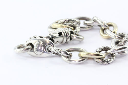 Alisa Sterling Silver 18K Gold Textured Link Bracelet - Queen May