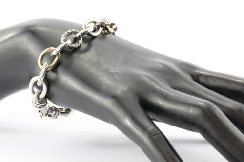 Alisa Sterling Silver 18K Gold Textured Link Bracelet - Queen May