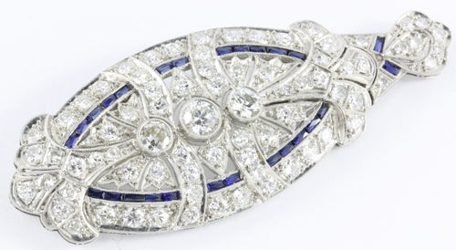 Edwardian Platinum Diamond Sapphire Convertible Brooch Pendant - Queen May