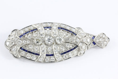Edwardian Platinum Diamond Sapphire Convertible Brooch Pendant - Queen May