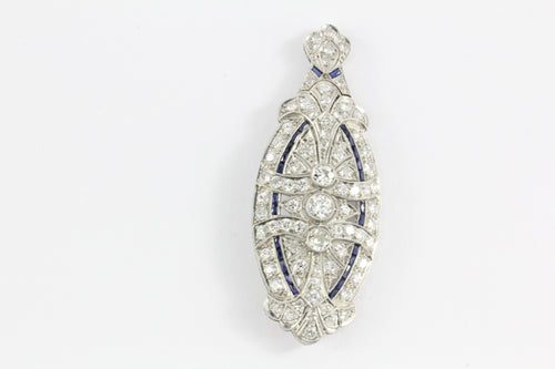 Edwardian Platinum Diamond Sapphire Convertible Brooch Pendant - Queen May