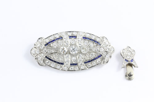 Edwardian Platinum Diamond Sapphire Convertible Brooch Pendant - Queen May