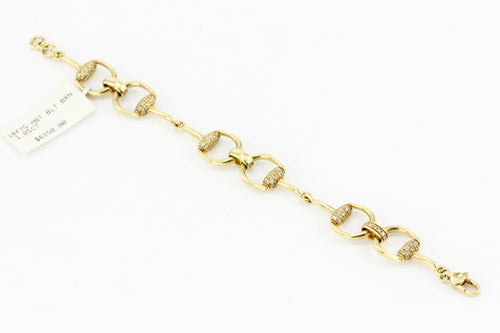 Gucci 18K Yellow Gold 1.05 CTW Diamond Horse Bit Bracelet - Queen May