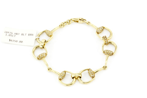 Gucci 18K Yellow Gold 1.05 CTW Diamond Horse Bit Bracelet - Queen May