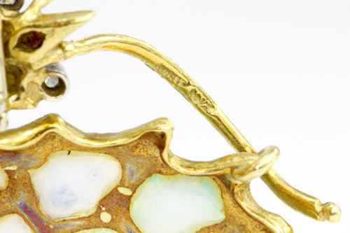 18 kt gold brooch 'butterfly' with plique-a- jour enamel…