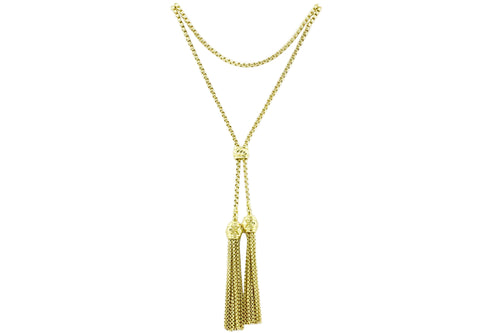 David Yurman Renaissance Tassel Necklace 18K Gold Chain Collection 40 inch - Queen May