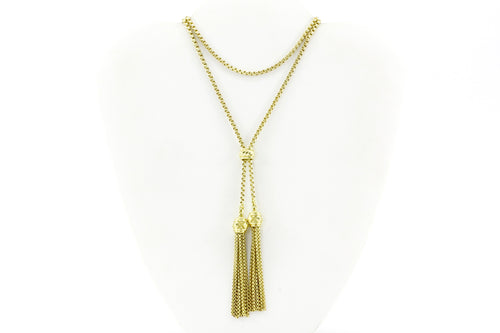 David Yurman Renaissance Tassel Necklace 18K Gold Chain Collection 40 inch - Queen May