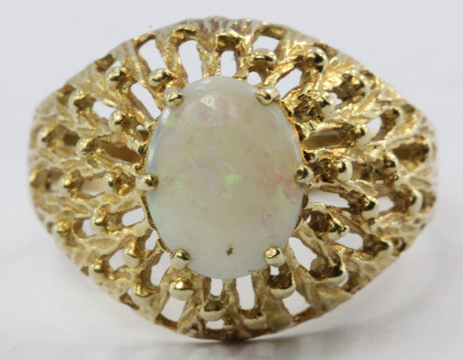 Vintage 18K Gold 1 Carat Opal Volcano Ring - Queen May