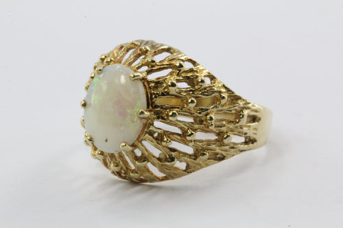Vintage 18K Gold 1 Carat Opal Volcano Ring - Queen May