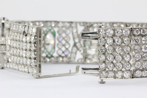 Art Deco Platinum 21 Carat Diamond & Emerald Bracelet c.1920's - Queen May
