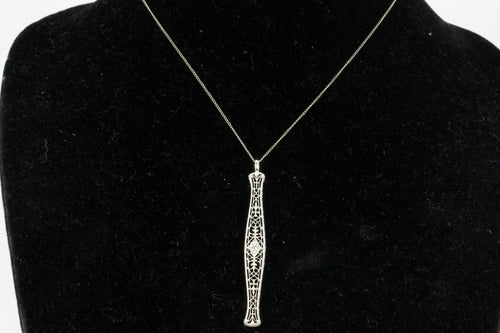 Art Deco Irving Heidelscheimer 14K White Gold & Old European Cut Diamond Pendant - Queen May
