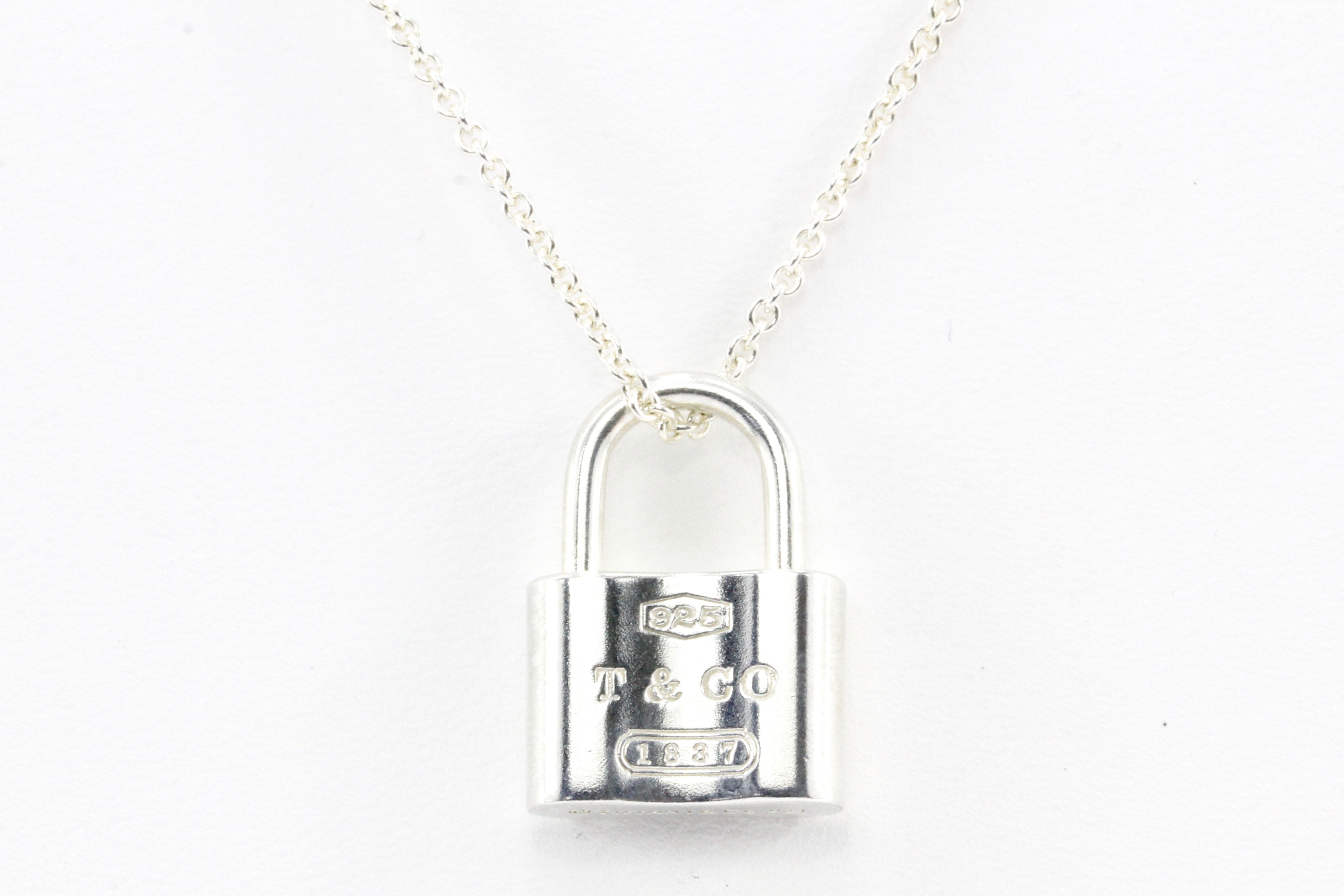 TIFFANY&Co 1837 pad lock Pendant Necklace Silver 925