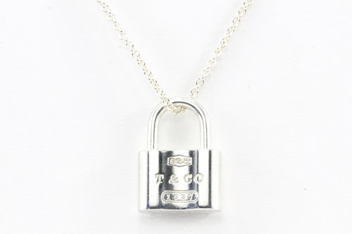 Tiffany & Co. Sterling Lock Necklace. 1837 Padlock Round Pendant