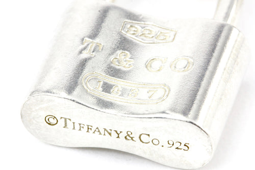 Tiffany & Co Sterling Silver 1837 Padlock Square Charm Chain