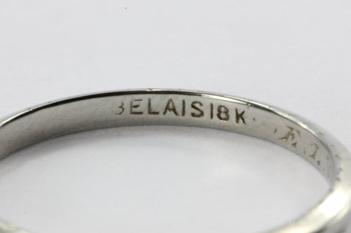 Antique 1928 18K White Gold Belais Wedding Band Ring Size 5.75 - Queen May
