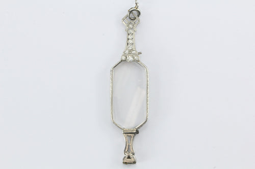 Antique Art Deco Platinum & Diamond Lorgnette & Chain .55 CTW - Queen May