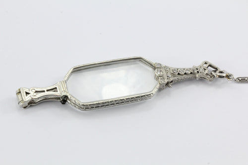 Antique Art Deco Platinum & Diamond Lorgnette & Chain .55 CTW - Queen May