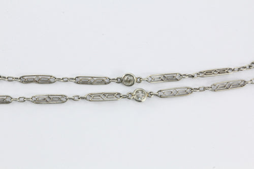 Antique Art Deco Platinum & Diamond Lorgnette & Chain .55 CTW - Queen May