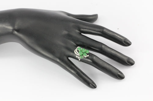 Platinum Diamond & Hydrogrossular Garnet Cabochon Ring Size 7.25 - Queen May