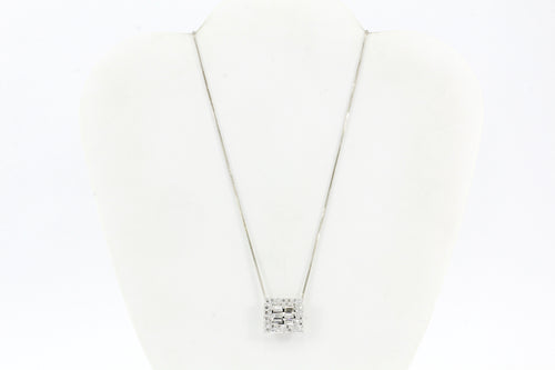 14K White Gold 2 CTW Baguette And Round Cut Diamond Necklace - Queen May