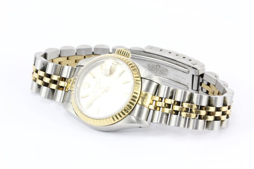 Rolex Ladies Datejust 69173 Stainless Steel & 18K Yellow Gold Silver Dial - Queen May