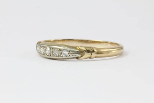 Art Deco 14K Gold Diamond Wedding Band Ring Size 7.25 c.1930 - Queen May