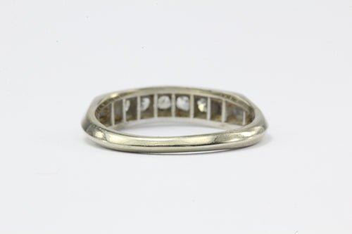 Art Deco 18K Gold & Palladium Single Cut Diamond Ring Band Size 2.5 - Queen May