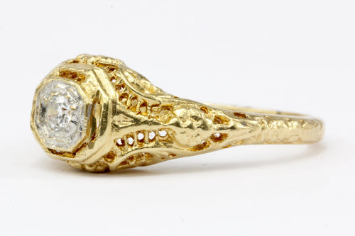 Victorian Style 14K Gold Diamond Engagement Ring - Queen May