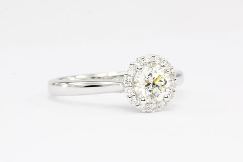14K White Gold .61 Carat Diamond Halo Engagement Ring - Queen May