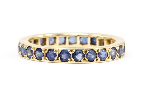 Custom Made 14K Yellow Gold Sapphire Eternity Band Size 7.25 - Queen May