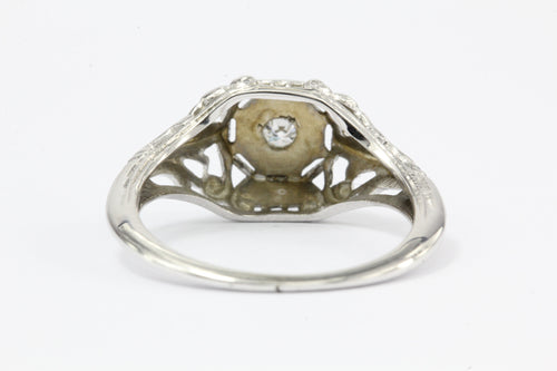 18K White Gold Art Nouveau Old European Cut Diamond Engagement Ring - Queen May