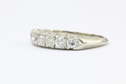 Art Deco 14K White Gold Diamond Ring c.1940's Size 7.75 - Queen May