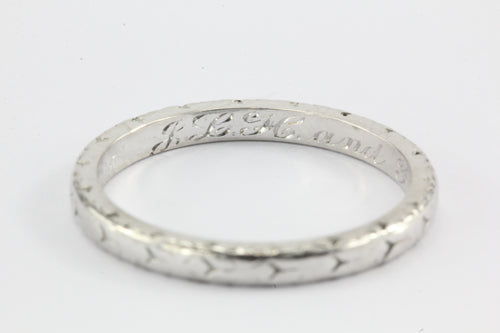 Art Deco Platinum Wedding Band Ring c.1933 Size 4.75 - Queen May