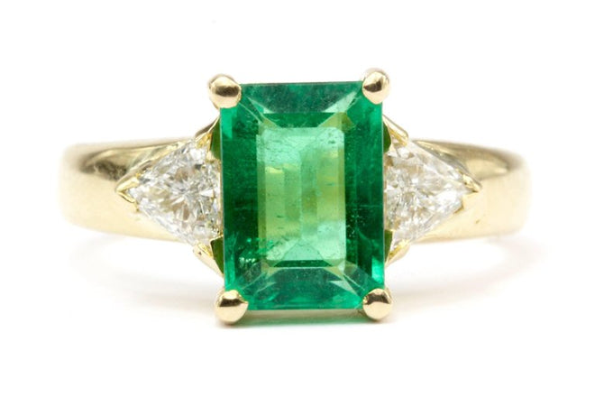 AGL Report 2 CT Brazilian Emerald & Diamond Ring Size 6 - Queen May