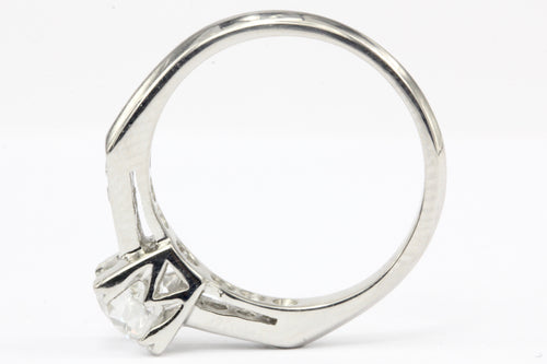 Art Deco Platinum .75 CT Old European Cut Diamond Engagement Ring Size 4.75 - Queen May