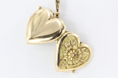 Vintage Venice Italy 18K Gold Floral Heart Locket GRASER GIUSEPPE Pendant c.1950 - Queen May