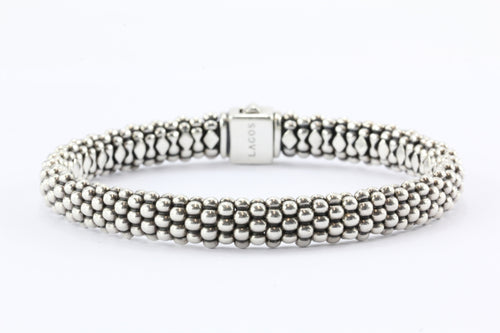Lagos Caviar Sterling Silver Oval Rope Bracelet - Queen May
