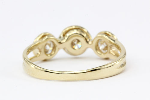 14K Yellow Gold Three Stone Diamond Ring - Queen May