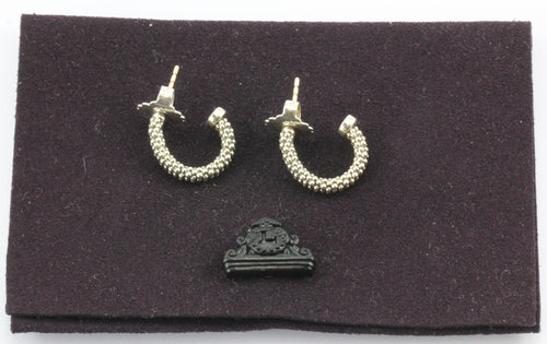 Lagos Womens Metallic Sterling Silver Caviar J Hoop Earrings - Queen May