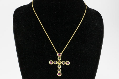 Tiffany & Co Paloma Picasso 18K Yellow Gold Gemstone Cross Necklace - Queen May