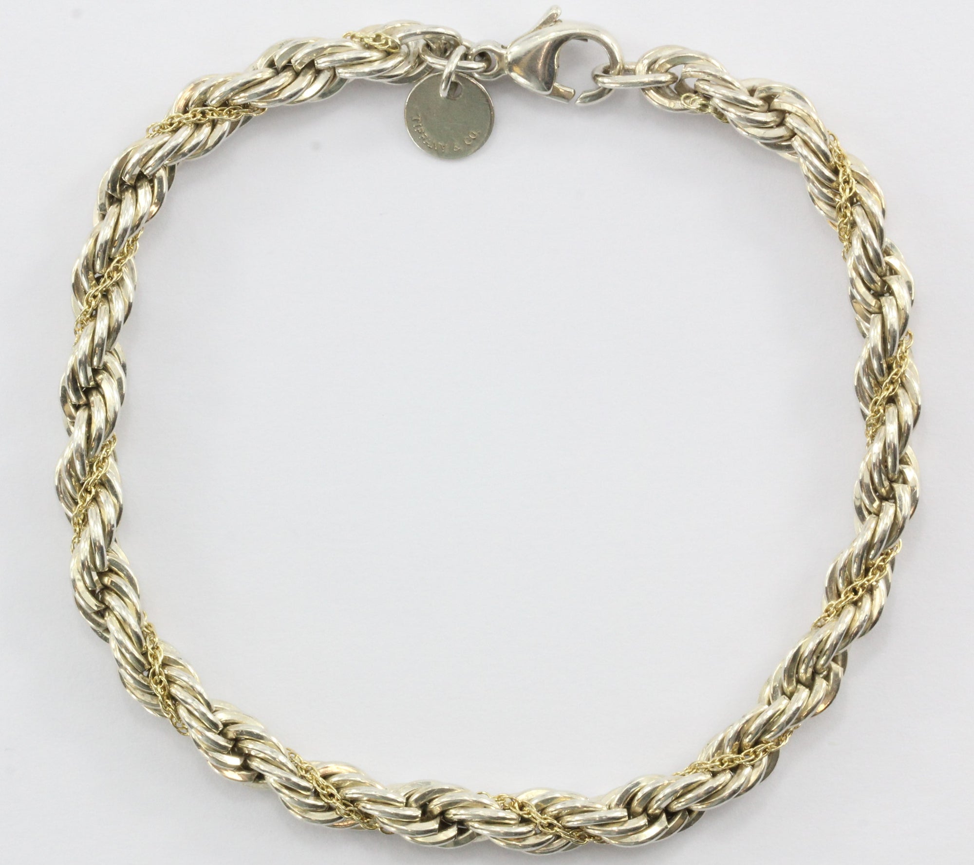 Tiffany & Co Sterling Silver & 18K Gold Rope Chain Wrap Bracelet QUEEN MAY