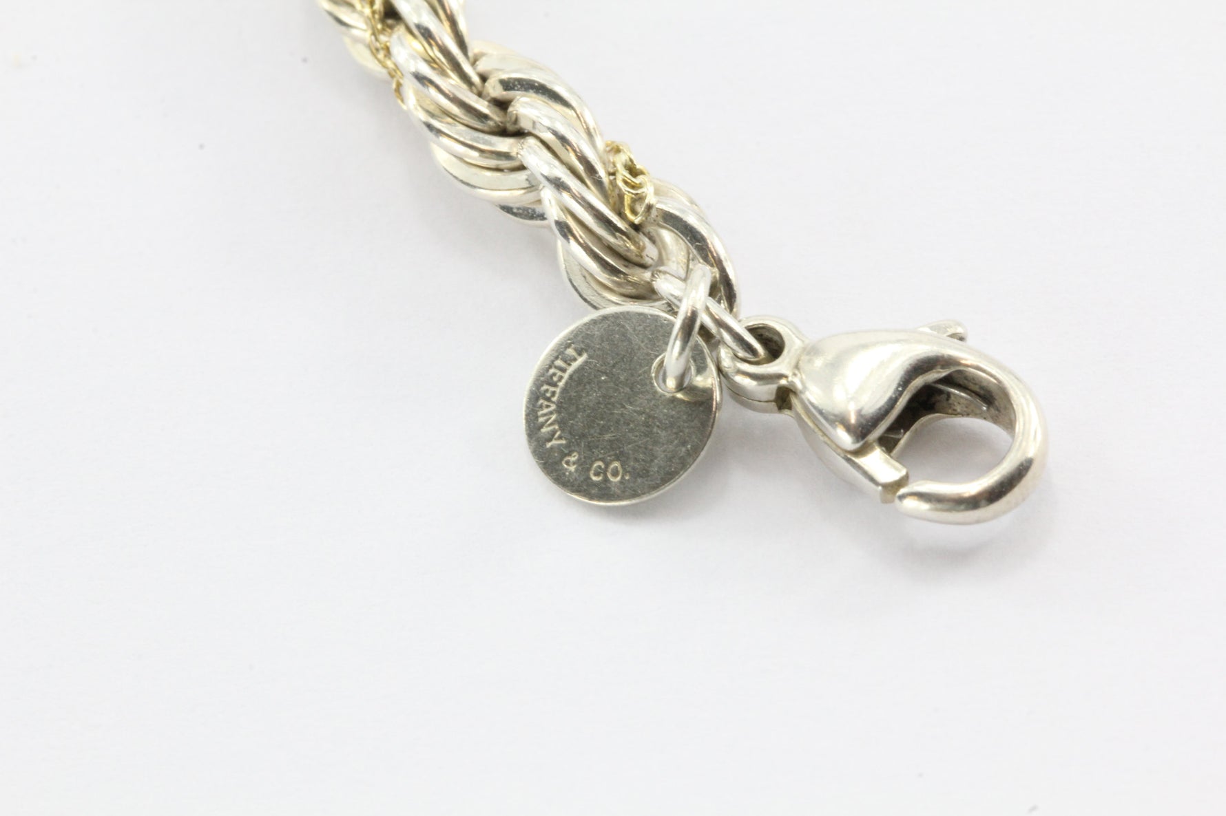 Tiffany & Co Sterling Silver & 18K Gold Rope Chain Wrap Bracelet ...