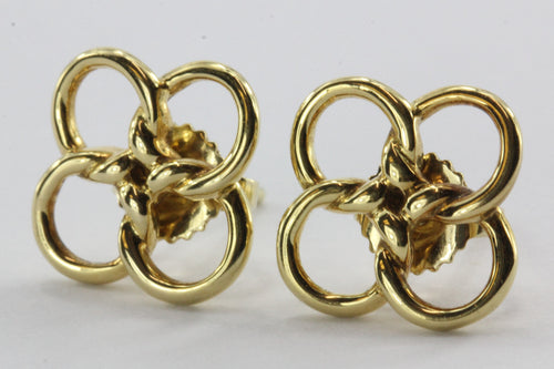 Tiffany & Co 18K Gold Elsa Peretti Quadrifoglio Four Leaf Clover Earrings - Queen May