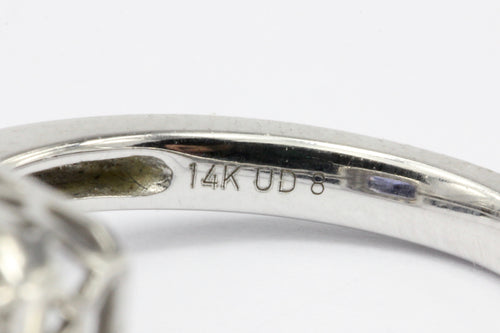 14K White Gold Tanzanite Diamond Halo Ring Size 6.25 - Queen May