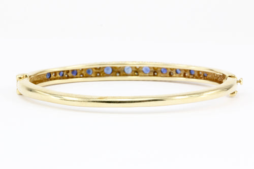 Victorian Revival 14K Yellow Gold 1 CTW Natural Sapphire Bangle Bracelet - Queen May