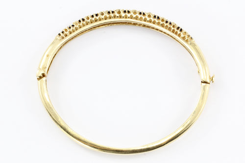 Victorian Revival 14K Yellow Gold 1 CTW Natural Sapphire Bangle Bracelet - Queen May