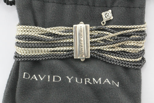 David Yurman Darkened Silver Mutli Strand Box Chain Sterling Silver Bracelet - Queen May