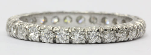 Antique Platinum Eternity Band Ring .75 CTW Old European Cut Diamonds - Queen May