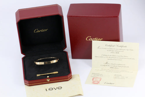 Cartier Love Bracelet Rose Gold Size 17 with Box, Papers & Screwdriver - Queen May